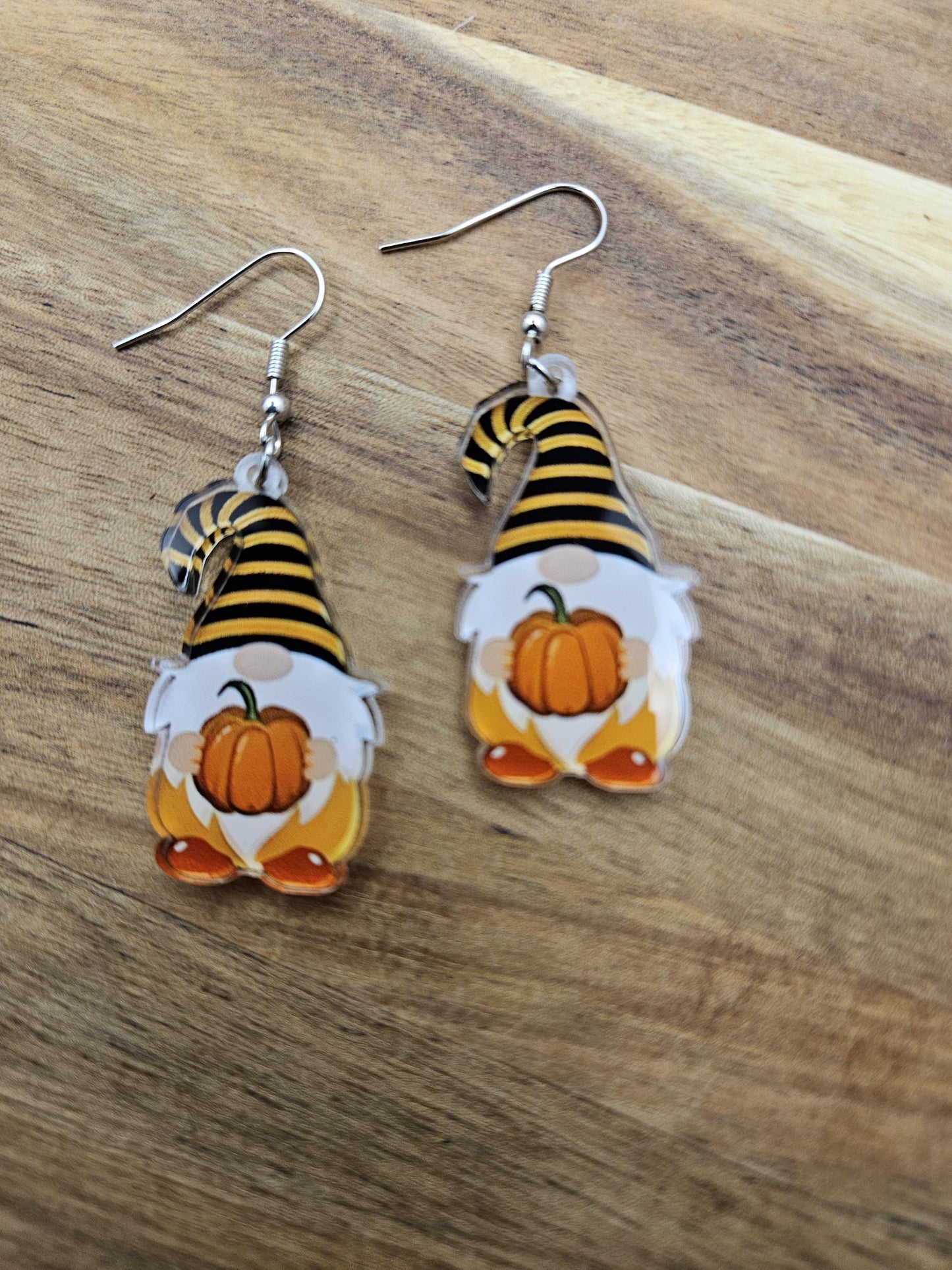 Fall Pumpkin Gnome Acrylic Earrings